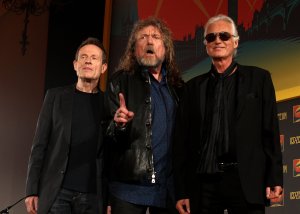 From left: John Paul Jones, Robert Plant and Jimmy Page of Led Zeppelin attend a press conference in London on Sept. 21, 2012. (Credit: Danny Martindale / Getty Images)