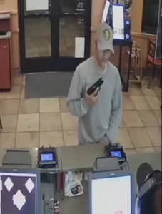Detectives are seeking the man pictured in this surveillance camera image in connection with a string of restaurant robberies in Long Beach between March 22 and June 3, 2019. (Credit: Long Beach Police Department)