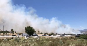 Smoke billows from a brush fire in Santa Clarita on June 9, 2019. (Credit: City of Santa Clarita/Twitter)