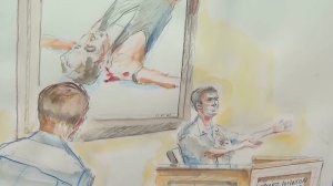 A witness testifies in the war crimes trial for Navy Special Operations Chief Edward Gallagher in San Diego on June 19, 2019. (Credit: Krentz Johnson via CNN)