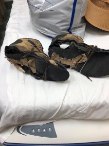 The Montrose Search and Rescue Team tweeted this photo on June 30, 2019 of Eugene Jo's shoes after he was rescued in the San Gabriel Mountains.