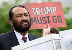 US Representative Al Green, Democrat of Texas, speaks during a press conference after receiving a computer flash drive from activist at the US Capitol in Washington, DC, May 9, 2019. (Credit: SAUL LOEB/AFP/Getty Images)
