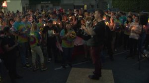 Hundreds turned out for a vigil in honor of Mely Corado on July 21, 2019, which was the first anniversary of her killing during a police shootout at the Silver Lake Trader Joe's store where she worked as a manager. (Credit: KTLA)