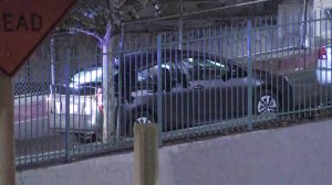 A car matching one being sought in a kidnapping case is spotted in downtown Los Angeles on July 30, 2019. (Credit: KTLA)