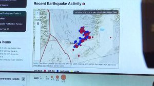 USGS officials hold a news conference about a 6.4 magnitude quake that struck the Mojave Desert on July 4, 2019. (Credit: KTLA)