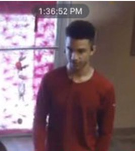 Detectives are seeking the man pictured in this surveillance image in connection with the robbery of a Newhall massage parlor on June 27, 2019. (Credit: Los Angeles County Sheriff's Department)