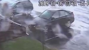 A tornado briefly touched down and flipped over a car in Mount Laurel Township, New Jersey, on July 6, 2019. (Credit: CNN)