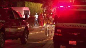 A construction worker was killed when a trench collapsed on him in Encino on July 3, 2019. (Credit: KTLA)