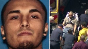 Gerry Zaragoza is seen in an image released by the Los Angeles Police Department and Officers take a man suspected of killing at least three people into custody on July 25, 2019, in Canoga Park. (Credit: KTLA)