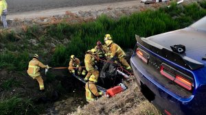 Firefighters work at the scene of a crash that left two people dead near Camarillo on July 11, 2019. (Credit: Ventura County Fire Department)
