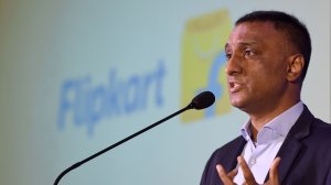 Kalyan Krishnamurthy, chief executive officer of Flipkart, speaks during an event to launch the E-commerce platforms initiative "Samarth" to support handicraft communities with access to the national market in New Delhi on July 31, 2019. (Credit: MONEY SHARMA/AFP/Getty Images)
