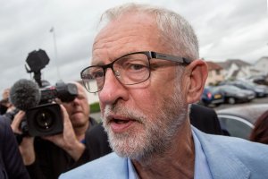 Labour leader Jeremy Corbyn arrives at St Ninian's Church on August 29, 2019 in Dunfermline, Scotland. (Credit: Robert Perry/Getty Images)