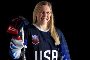 Kendall Coyne #26 of the United States Women's Hockey Team poses for a portrait on January 16, 2018 in Wesley Chapel, Florida. (Credit: Mike Ehrmann/Getty Images)