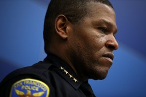 San Francisco police Chief William Scott looks on during a press conference at San Francisco police headquarters on April 6, 2018. (Credit: Justin Sullivan/Getty Images)