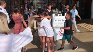 Customers flood out of the the Westfield Topanga mall after reports of gunfire on Aug. 25, 2019.(Credit: KTLA)