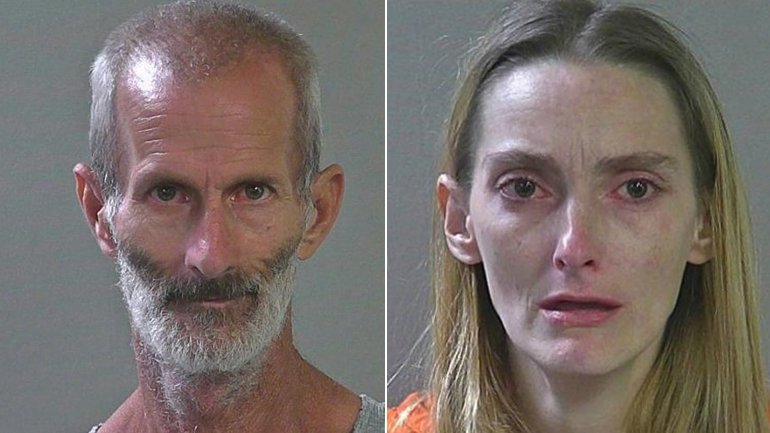 Eugene Bergener, left, and Moranda Young, right, are seen in photos from the Canyon County Jail that were obtained by KIVI and distributed by CNN.