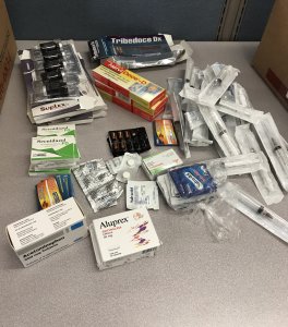 The Los Angeles City Attorney's Office released this photo on Aug. 21, 2019 of illegal pharmaceutical drugs that were seized during an investigation. 