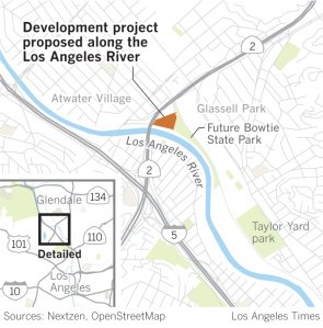 This Los Angeles Times map shows the location of the development project proposed along the L.A. River.