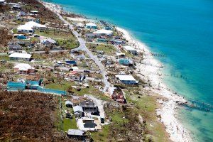 Aerial view of damage after Hurricane Dorian passed through on Sept. 5, 2019, in Great Abaco Island, Bahamas. (Credit: Jose Jimenez/Getty Images)