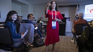 Delegate Lisa Moreno at a training session called Engaging Hispanic Communities during the California GOP convention in September 2019.(Credit: Francine Orr/Los Angeles Times)