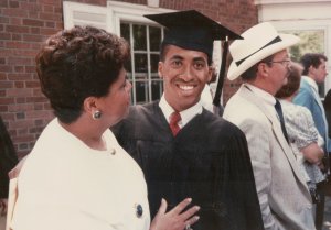 Shawn Pleasants is pictured at his Yale graduation with his mom, Gloria, in this undated photo provided to CNN.