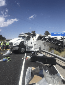 A tour bus crash is shown outside Bryce Canyon National Park on Sept. 20, 2019. (Credit: Garfield County Sheriff's Office via KUTV/CNN)