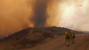 A column of smoke is seen as firefighters battle the Tenaja Fire on Sept. 5, 2019. (Credit: RMG News)