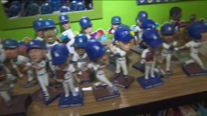 Some of the roughly 200 bobblehead dolls in Lang's classroom. (Credit: KTLA)