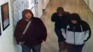 This still from surveillance video shows a trio of burglars who broke into a school in Pico-Union on Oct. 12, 2019. The video was released by LAPD on Oct. 22.