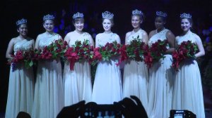 The 2020 Tournament of Roses Royal Court poses for photos after Camille Kennedy, center, was crowned as queen at a ceremony in Pasadena on Oct. 22, 2019. (Credit: KTLA)