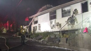 A home destroyed by the Getty Fire is seen on Oct. 29, 2019. (Credit: KTLA)