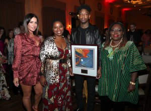 Tammy Brook, founder of FYI Brand Group, Patrisse Cullors, founder Black Lives Matter, 21 Savage and Nana Gyamfi attend the NILC Courageous Luminaries Awards honoring 21 Savage on Oct. 3, 2019, in Los Angeles. (Credit: Jerritt Clark/Getty Images for NILC)