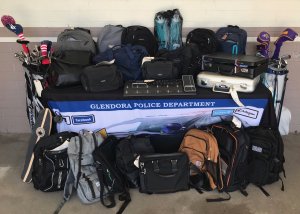 The Glendora Police Department released this photo on Oct. 19, 2019, of just some of the dozens of stolen items they found in connection to suspect Eric Ramirez.