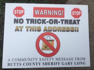 The Butts County Sheriff's Office released this photo of the sign on Oct. 21, 2019.