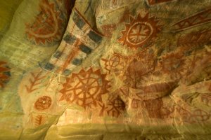 Cave paintings at Chumash Painted Cave State Historic Park in Santa Barbara are seen in this undated photo.(Credit: California State Parks)