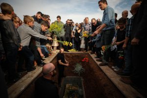 Community members attend the funeral held for Christina Marie Langford on Nov. 9, 2019, in Le Barón, Mexico. (Credit: Manuel Velasquez/Getty Images)