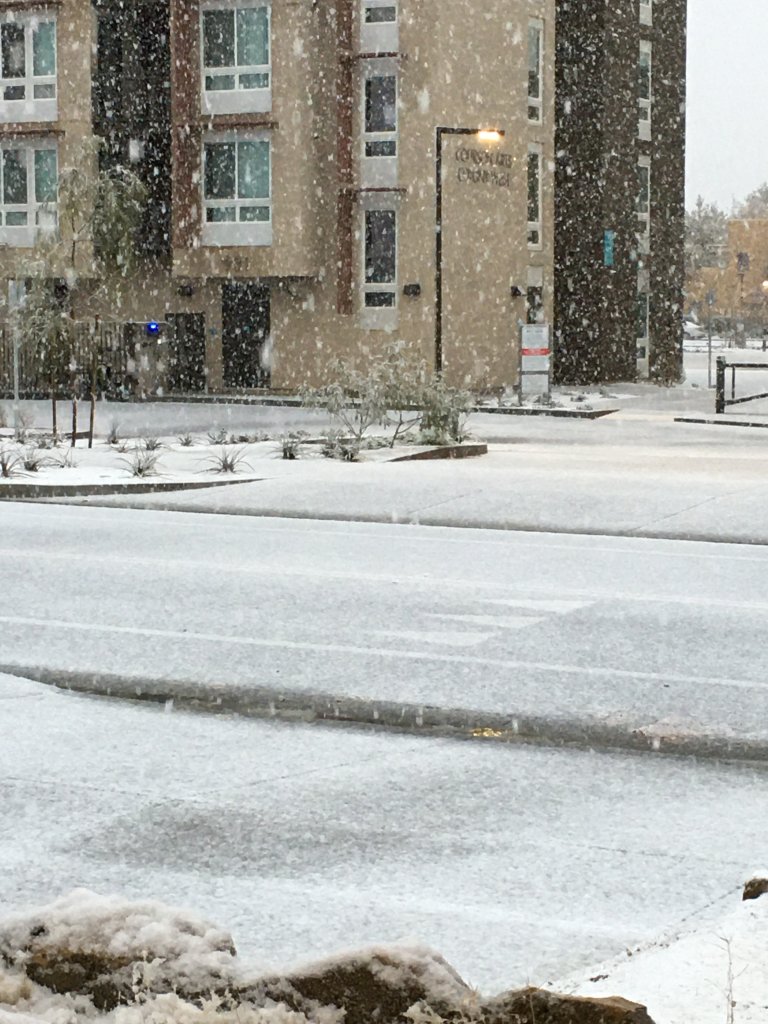 Snow is seen in Palmdale on Nov. 28, 2019. (Credit: Kenisha Smith)