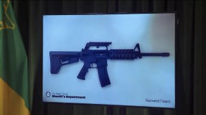 The Los Angeles County Sheriff's Department released this photo of the seized firearm at a news conference held on Nov. 22, 2019. (Credit: KTLA)