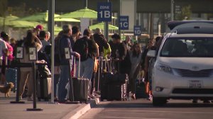 Travelers depart LAX on Nov. 3, 2019. (Credit: KTLA)