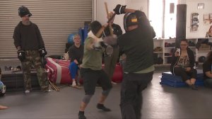 Martial artists battle it out while fighting cancer at the same time at the 10th annual Beat the Crap Out of Cancer event at Valley Martial Arts Center in North Hollywood. (Credit: KTLA)