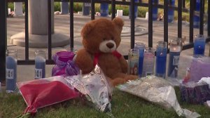 A memorial is seen at Central Park near Saugus High School in Santa Clarita on Nov. 15, 2019. (Credit: KTLA)