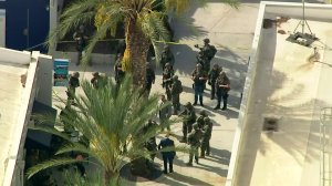 Deputies respond to Saugus High School after a gunman opened fire on Nov. 14, 2019. (Credit: KTLA)