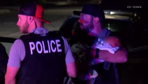 Authorities discovered a baby inside a vehicle being driven by a shooting suspect in Colton on Dec. 22, 2019. (Credit: OC Hawk)