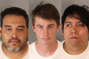 Armando Gonzalez (left), Christopher Rivers (center), and Juan Flores (right) arrested by Riverside police.