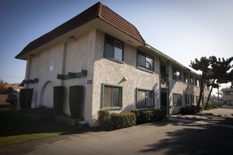 Until recently, this La Verne apartment building housed several young adults transitioning out of foster care. A unit in the building may have been the site of a slaying and is the subject of a human trafficking investigation, according to authorities and court documents. (Credit: Francine Orr / Los Angeles Times)