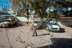 A man walks outside a government building in Villa Union, Coahuila state, Mexico, on Dec. 2, 2019. (Credit: Julio Cesar Aguilar / AFP / Getty Images)
