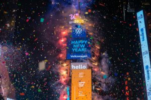 Revelers at Times Square during the New Year's celebration on Jan. 1, 2020 in New York City. (Credit: David Dee Delgado/Getty Images)