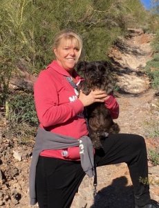 Ilene Dondlinger is seen with her dog Pumbaa in an undated photo provided to KTLA.