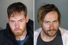 Brian Keith Upton, 29, left, and James Stephen Henry, 31, right, sought in connection with an organized theft ring targeting Southern California cosmetics stores, are pictured in photos released by the Los Angeles Police Department on Dec. 13, 2019.
