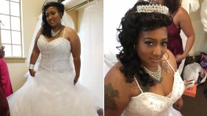Vermyttya Miller poses in her wedding gown in undated photos released Dec. 9, 2019, by the California Department of Insurance.